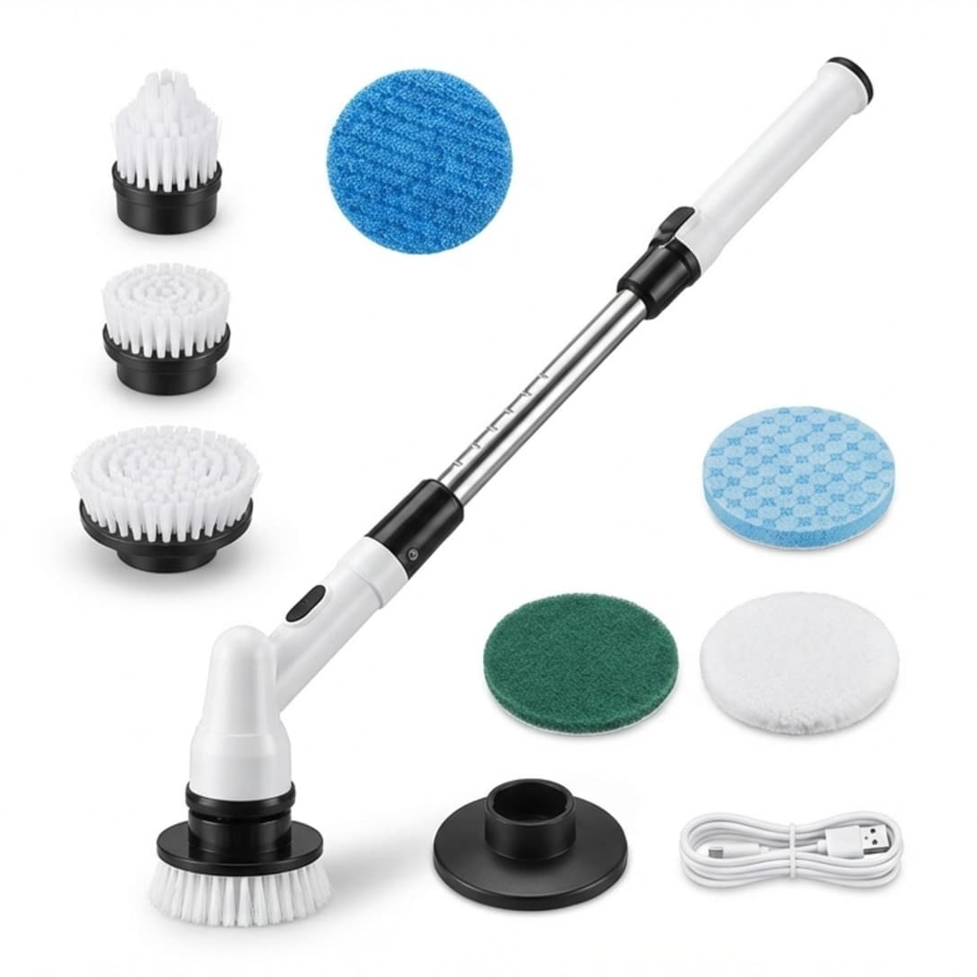 Fregadora Eléctrica Giratoria 9 en 1 Multiusos con Extensión